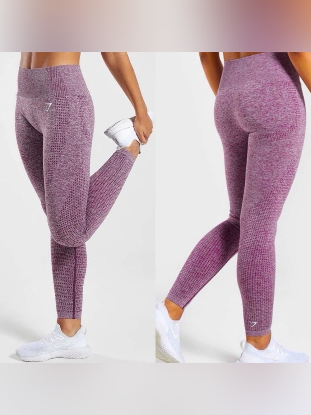 LIKE NEW SIZE M? Gymshark Ribbed High-Waist Leggings - Heathered Purple
